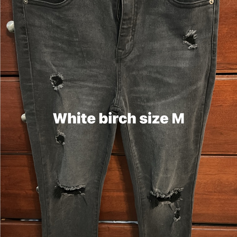 White Birch Distressed Black Jeans